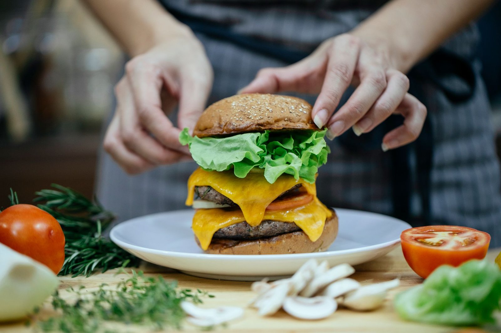 fast food burger fresh ingredients